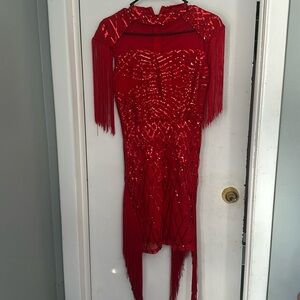 Red dress with tassle